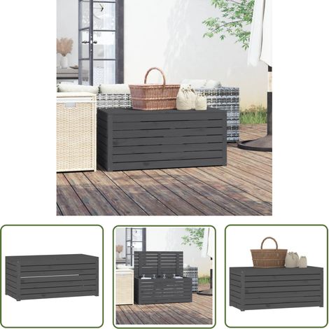 The Living Store Boîte de jardin gris 101x50,5x46,5 cm bois massif de pin - Coffre De Jardin - Rangement Extérieur - Meuble De Jardin - Coffre De Rangement - Bois Massif (1/5)