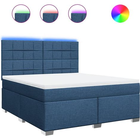 Maison Exclusive - Sommier à lattes de lit avec matelas Bleu 180x200 cm Tissu (1/5)