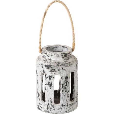 Lanterne en Terre Cuite "Ruby" 34cm Noir & Blanc