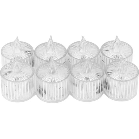 Ortviai Bougies LED sans flamme – 8 unités, coque blanche, pour décoration de Noël, mariage et fêtes, piles incluses (1/5)