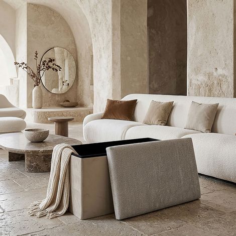 Coffre Banc Pliable - HOME DECO FACTORY - Emilia - Pratique - Élégant - Taupe (1/5)
