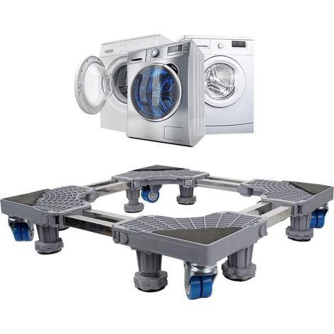 Socle réglable pour lave-linge (45 à 68 cm), supporte une charge de 300 kg et réduit le bruit. Compatible avec réfrigérateur, lave-linge et sèche-linge.-AquaForge (1/5)