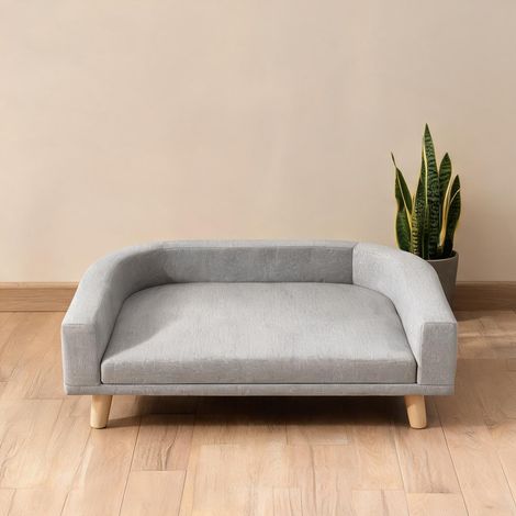 Couchage pour chien coloris gris en polyester MDF 98 x 67 x 25 cm (1/5)