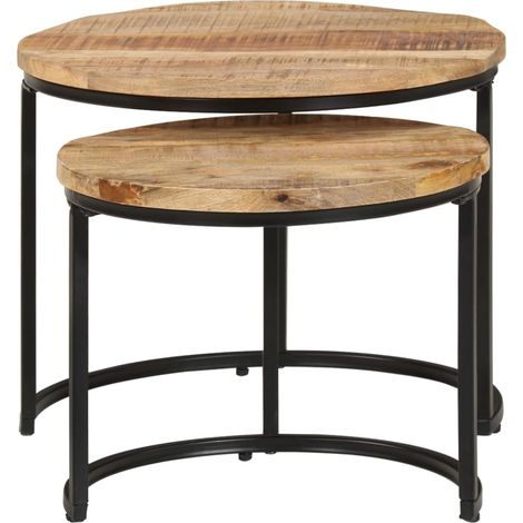 Maison Exclusive - Tavolini Impilabili 2 pz in Legno di Mango Grezzo