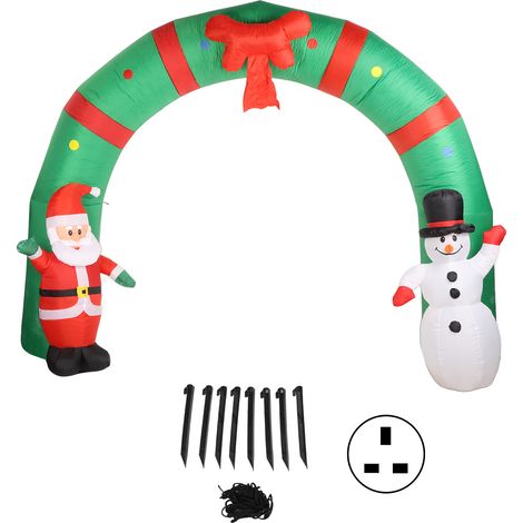 de Noël Gonflable, Couleurs Vives Construites dans des Lumières LED Père Noël et Bonhomme de Neige Gonflage Rapide de l' de Noël pour Patio (Prise Britannique) (1/5)