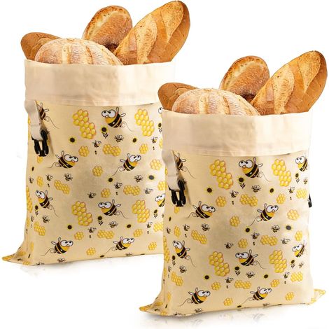Juego de 2 bolsas de cera de abeja para pan casero (43 x 33 cm), bolsas para almacenar pan de masa madre con revestimiento de cera de abeja extraíble. (1/5)
