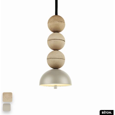 Lampe de suspension en béton - BOSFOR CONCRETE SABLE - PEYOTE 3 BALLES LED 14W (1/2)