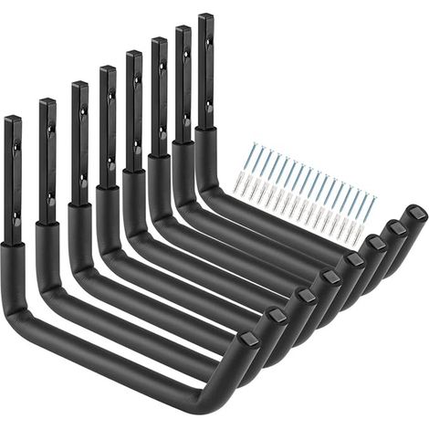 Garage Ladder Hooks with Jumbo Arm, Wall Mounted Storage Rack for Bike, Folding Chairs, Bike and Garden Tools