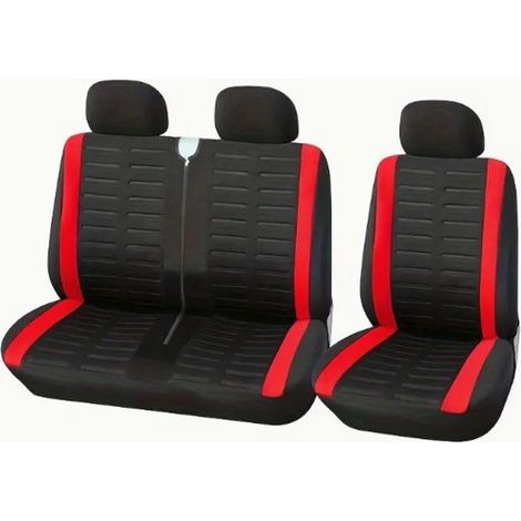 Coprisedili universali per furgoni, adatti alla maggior parte di camion, furgoni per le consegne e autobus, in particolare per modelli con 2+1 sedili anteriori, lavabili, bianco crema. (1/5)