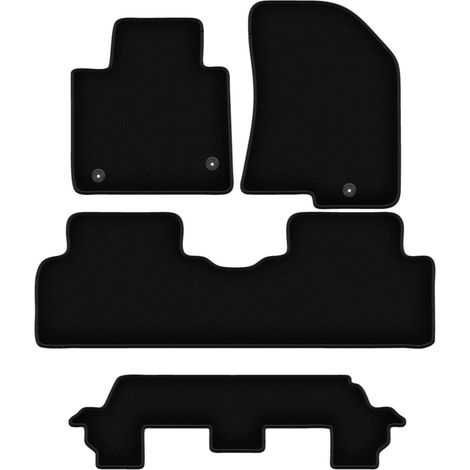 Tapis de sol BASIC en velours noir pour : Kia Carens IV minivan 7 places (2013-2018)