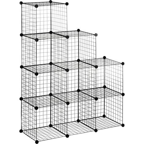 Étagère modulable en métal noir avec rangement ouvert pour livres chaussures et vêtements (1/5)