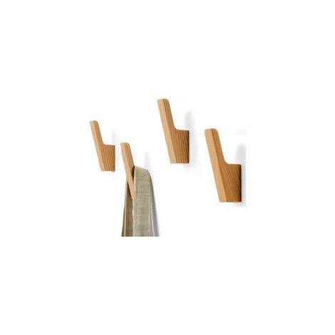TAISHENGDA Lot de 4 Crochets Muraux en Bois d’Hévéa – Design en L, pour Manteaux, Sacs et Chapeaux (1/3)
