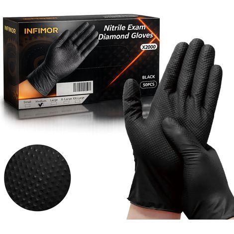 Guanti da detailing in nitrile resistenti, 50 pezzi, colore nero diamante, taglia M (1/5)