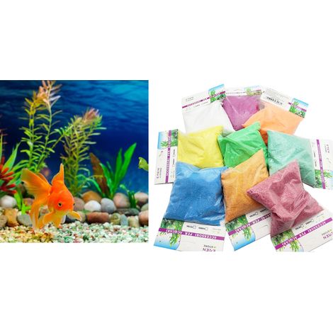 Sabbia fine per acquario colorata 0.450kg decorazione fondale acquario