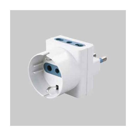 ADATTATORE TRIPLO SCHUKO BIVALENTE 16A CARDINALE 2P+T-