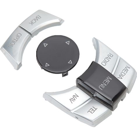 Six boutons de commande multimédia centraux, ABS plaqué argent, adaptés aux systèmes multimédias de navigation F20, F21, F22, F23, F87, F30, F31, F34, F35, F32, F33, F36, F82 et F83. (1/5)