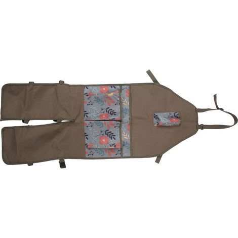 Tablier de jardinage avec protection pour les jambes, multipoches, anti-salissures, résistant à l'usure, tablier de travail portable pour potiers et tatoueurs, coutures colorées à motifs floraux (1/5)
