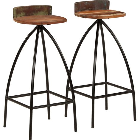 Set di due sgabelli da bar di design sedia seduta in legno massello riciclato 1202174