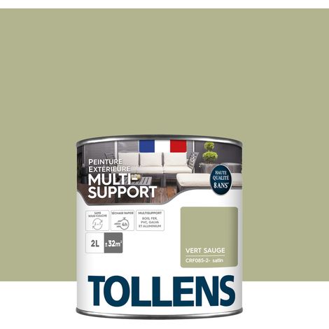 Peinture extérieure multisupport - Ultra résistante et économique - TOLLENS - Satin - Vert Sauge - 2L = 28m²