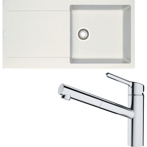 Pack évier XL Maris Fragranit blanc artic 970 x 500 x 200 mm + mitigeur Orbit douchette - Franke (1/5)