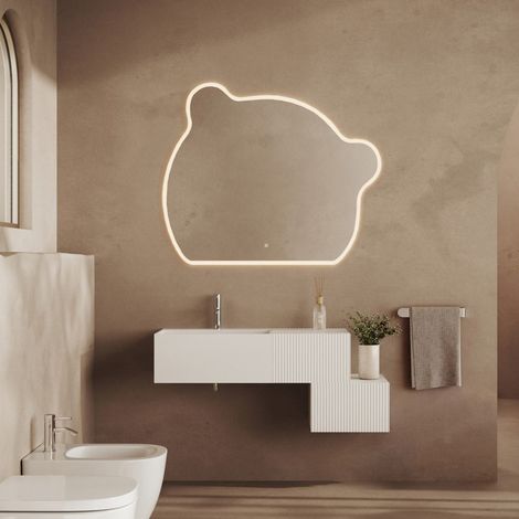 Hängendes Badezimmermöbel 120Cm Mit Harzbecken, 2 Schubladen, Led-Spiegel  Rodi (1/5)
