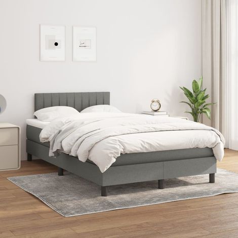 Boxspringbett mit Matratze Dunkelgrau 120x200 cm Stoff (1/5)