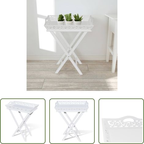 Beistelltisch - Serviertisch/Beistelltisch mit Tablett Weiß (1/5)