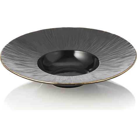 Assiette à pâtes Ø 27,5 cm noir bord doré MAYA KURO - Was Germany
