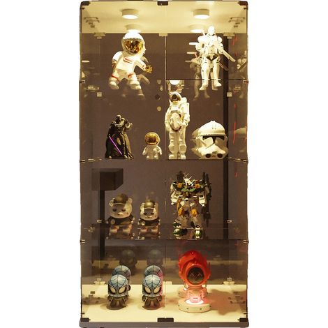 Vitrine en verre, 4 étagères, compartiment de rangement sécurisé, Blanc + Léger (1/2)