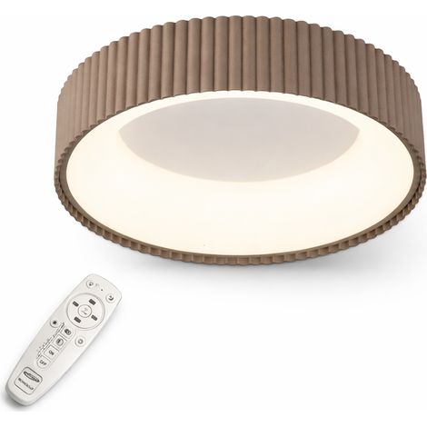 Plafoniera LED Rotonda 35W Ø46cm Tortora con Telecomando, Dimmerabile, Cambio Colore Luce 3000K 4000K 6500K, 2400 Lumen, Soffitto Moderno in Alluminio e Acrilico