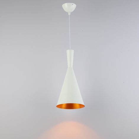 Lámpara colgante retro industrial aluminio blanco E27 (1/5)