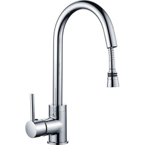 Grifo Monomando Fregadero Extraible Curvo Gala cromo. 38.2cm(alto) 17.3cm(largo). (1/2)