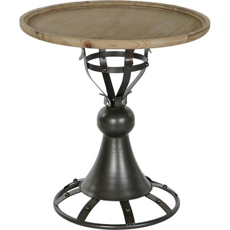 Table basse design épicéa avec pieds en métal élégant - Noir mat et épicéa naturel (1/5)