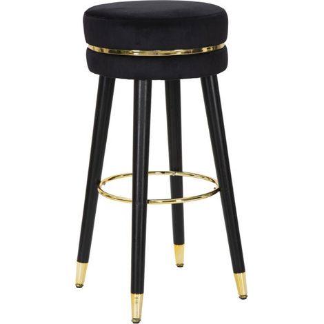 Tabouret de Bar Design "Paris" 74cm Noir & Or (1/5)