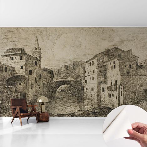 Fototapete Selbstklebend - Wandtattoo - leicht anzubringen - Wandverkleidung Stadtpanorama 416x254 cm (1/5)