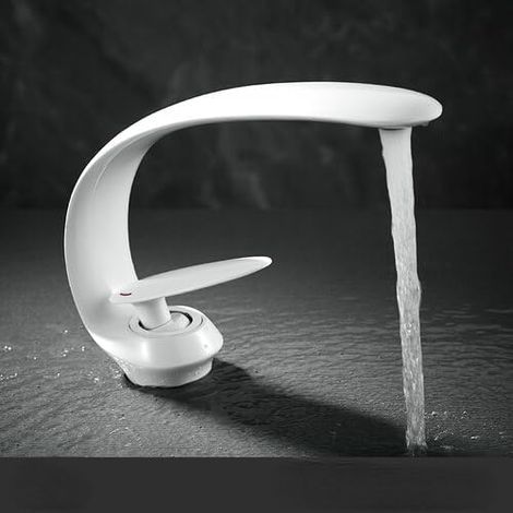 Waschbeckenarmatur, Mischbatterie aus weißem Messing, Einloch-Waschtischarmatur im Design-Stil