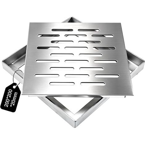 Écoulement de sol en acier inoxydable avec cadre 200 x 200 x 20 mm (1/5)