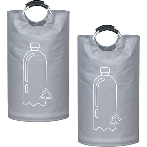 2 sacs de rangement pliables, grand panier de rangement de 82 L pour bouteilles vides, poignée en aluminium (1/5)