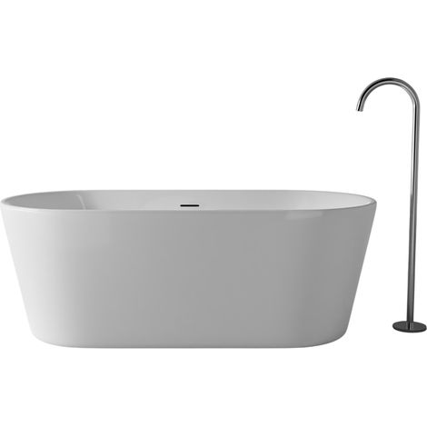 Bernstein – Freistehende Badewanne MIO 2.0 – Oval – Hochwertiges Sanitäracryl – Doppelwandig – 170x75x58 cm – Glänzend Weiß (1/5)