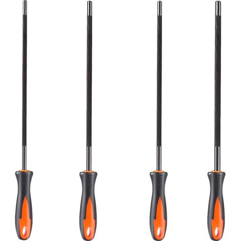Lime Tronconneuse,4 Pièces Chaine Tronconneuse Affutage de avec Poignée à Râpe en Métal pour Meulage la Tronçonneuse 4 Tailles 3,2 mm/4,0 mm/4,8 mm/5,5 mm - (1/5)