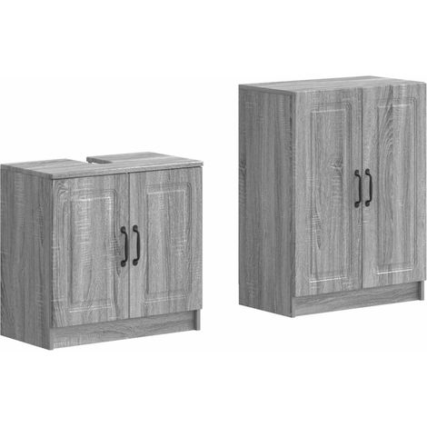 Ensemble de 2 meubles de salle de bain UTRECHT Sonoma gris vidaXL (1/5)