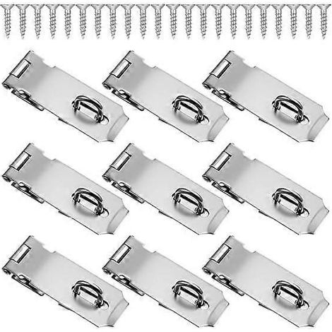 Lot de 10 loquets de sécurité robustes en acier inoxydable avec vis de fixation pour portes et armoires (1/5)