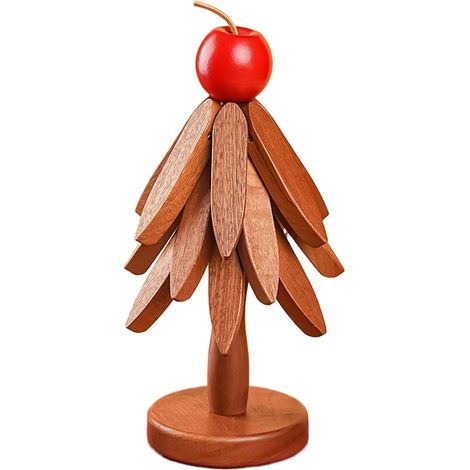 Dessous-de-Plats en Bois pour Plats Chauds, Pliable, Sous-Assiettes Ronds, Protège-Table Festif, Accessoire de Cuisine Hivernale (1/5)
