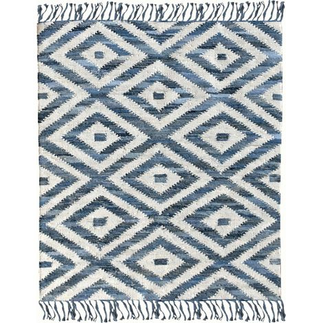 VIVARAISE - Tapis Soraya en coton recyclé - Bleu - 160 x 230 cm (1/2)