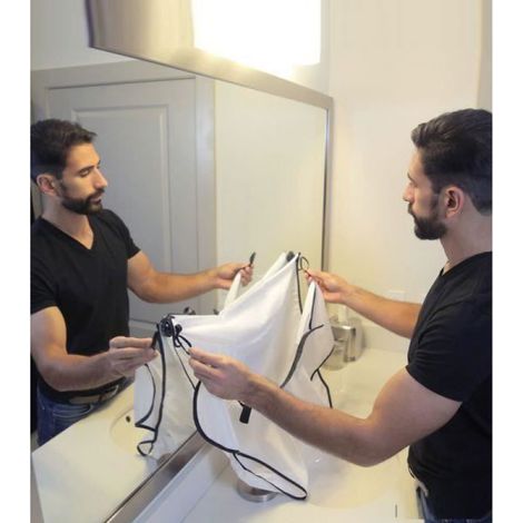 Tablier À Barbe - Bavoir Rasage En Toile Enduite - Pour Lavabo Salle De Bain - 1 Pièce