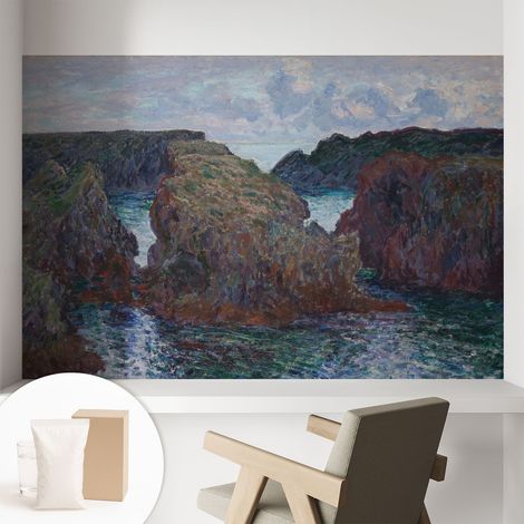 Papier peint intissé mural avec imprimé motifs décoratifs - style contemporain - Colle incluse gratuite Côte rocheuse 104x70 cm (1/5)