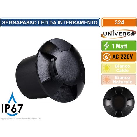 Mini Faretto LED da Incasso Segnapasso LED SMD 1W IP67 Da Esterni Calpestabile 4 uscita,calda 3000k (1/5)