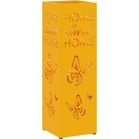 Porte-parapluie couleur moutarde, 15,5 x 15,5 x 49 cm, métal. (1/5)