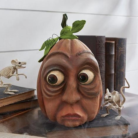 Halloween-Dekoration, lustiger Kürbis aus Kunstharz mit realistischem Gesichtsausdruck, 3D-Kürbisfigur für die Heimdekoration (1/5)