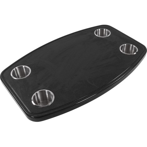 Table amovible style carbone 600x380x30mm avec 4 porte-gobelets pour bateau, caravane, camping-car (1/5)